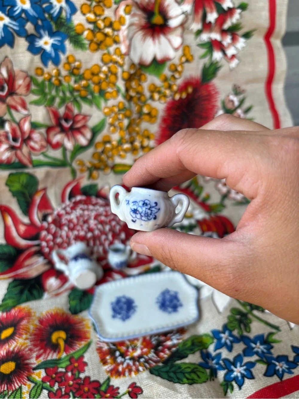 Blue Floral Miniature Tea Set - White and Blue Porcelain